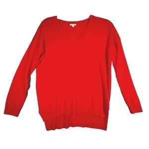 Gap Sweater Women Medium Red Orange Merino Wool Preppy Neutral Casual Minimalist